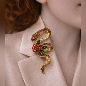 Serpenti Floral Snake Crystal Brooch